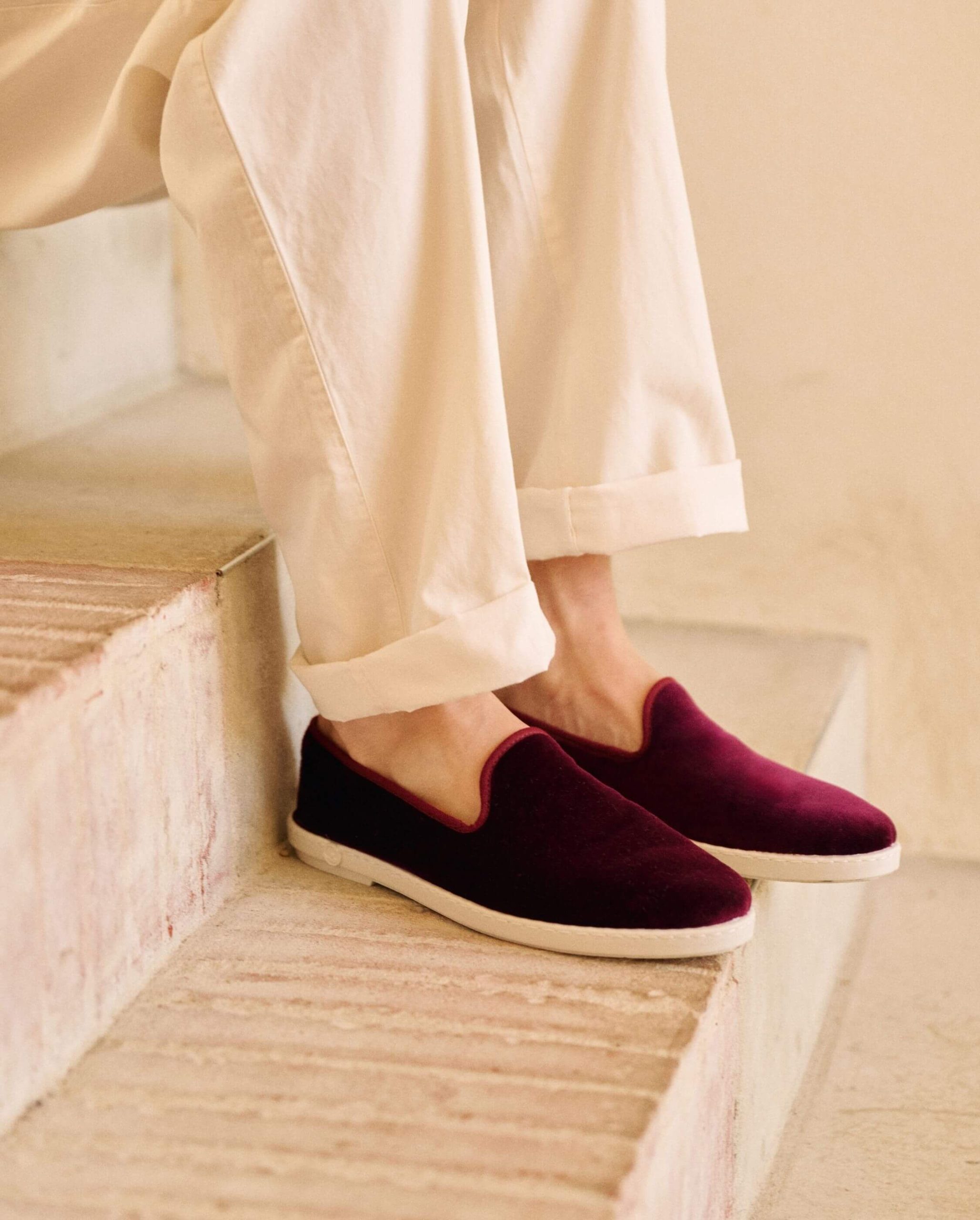 Chausson homme Bruson, velours bordeaux – Image 3