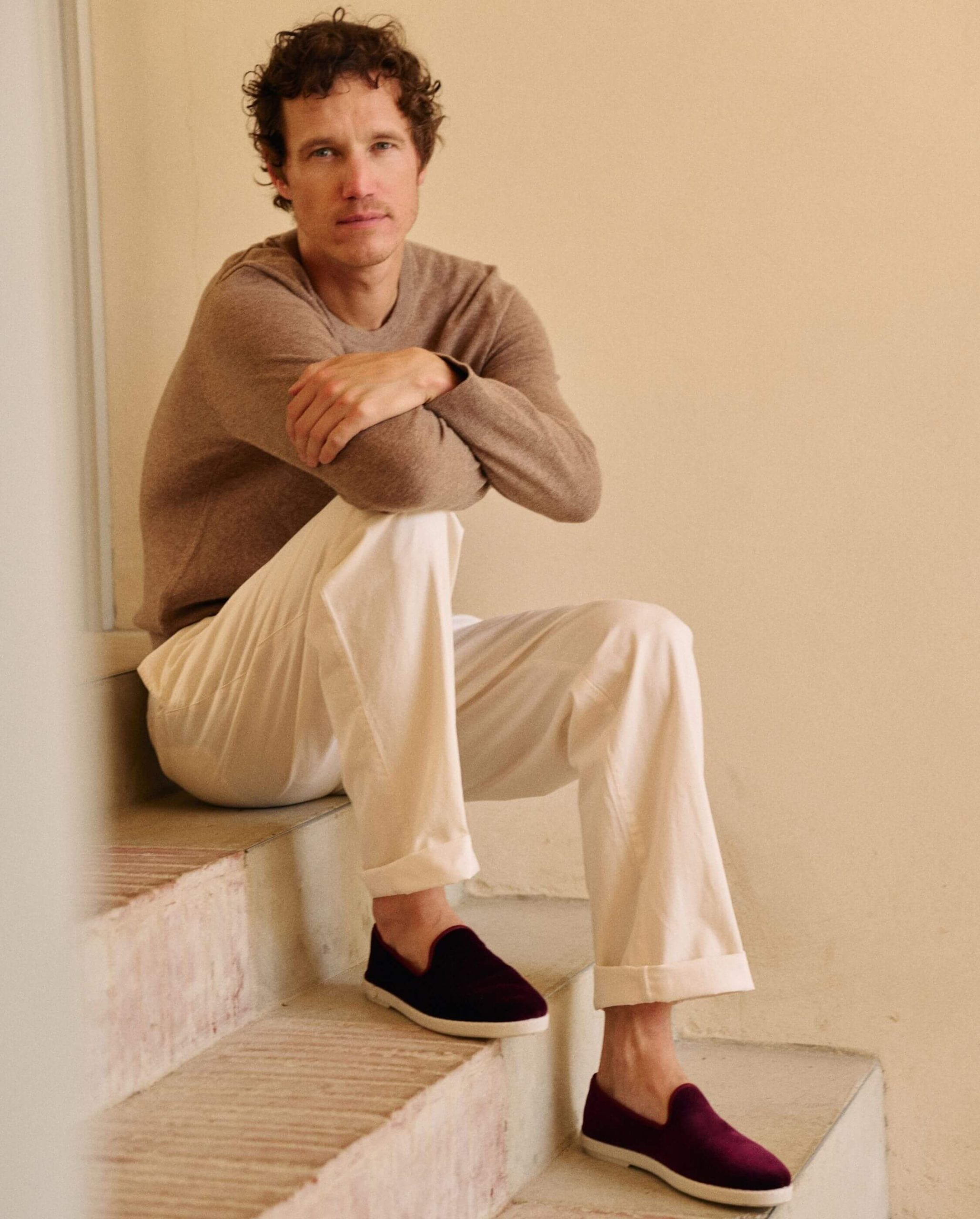 Chausson homme Bruson, velours bordeaux – Image 5