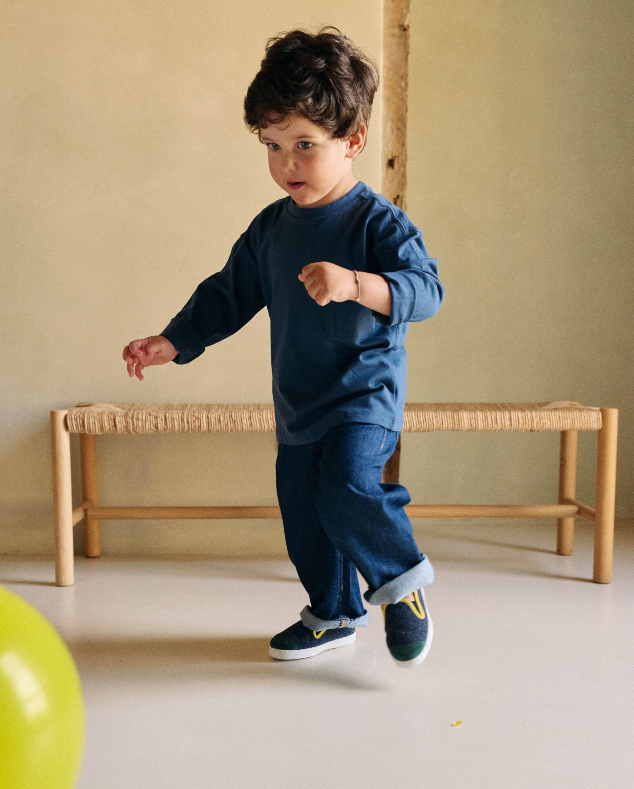 Duo chaussons laine enfant, play beige / marine – Image 6