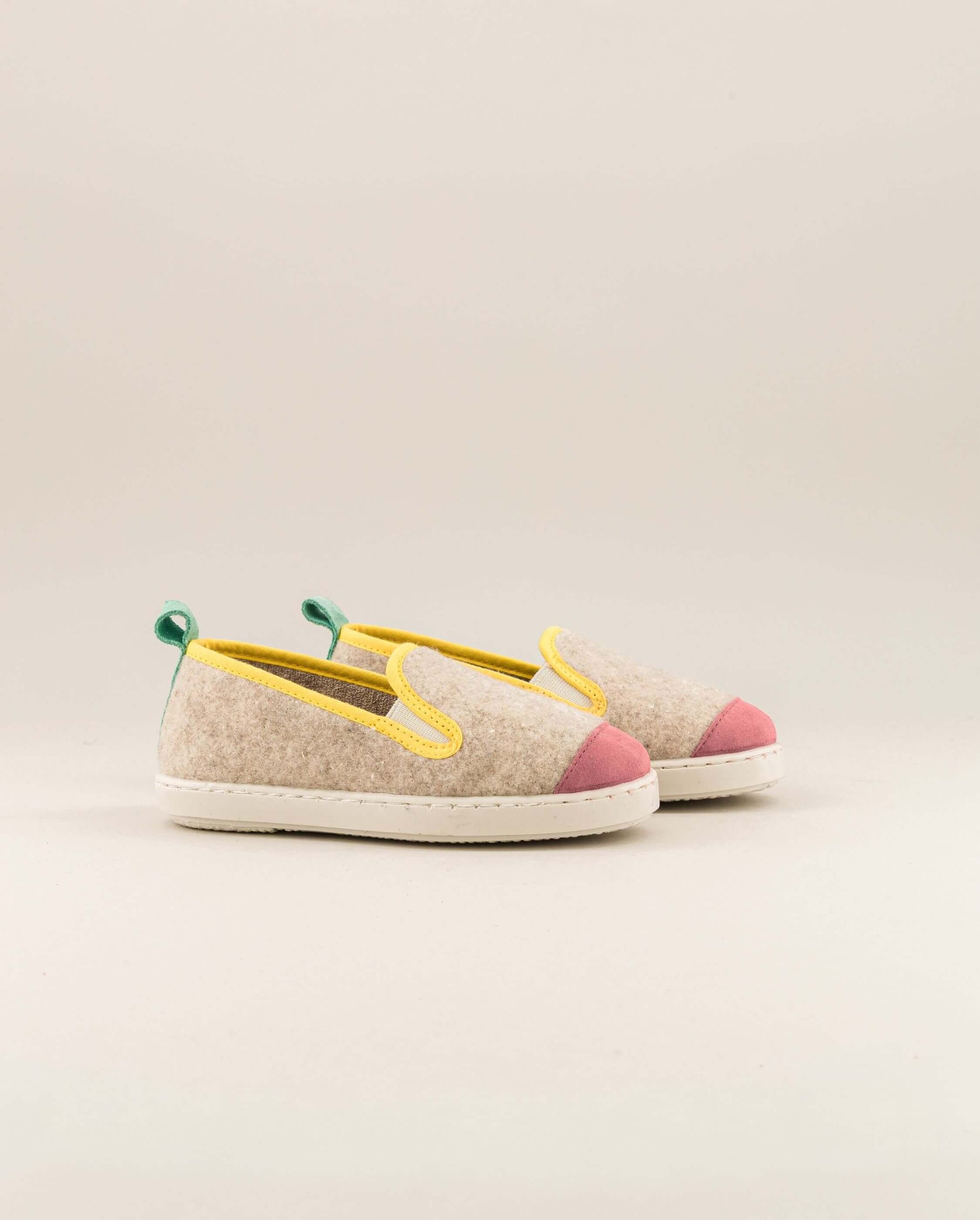 Duo chaussons laine enfant, play beige / marine – Image 3