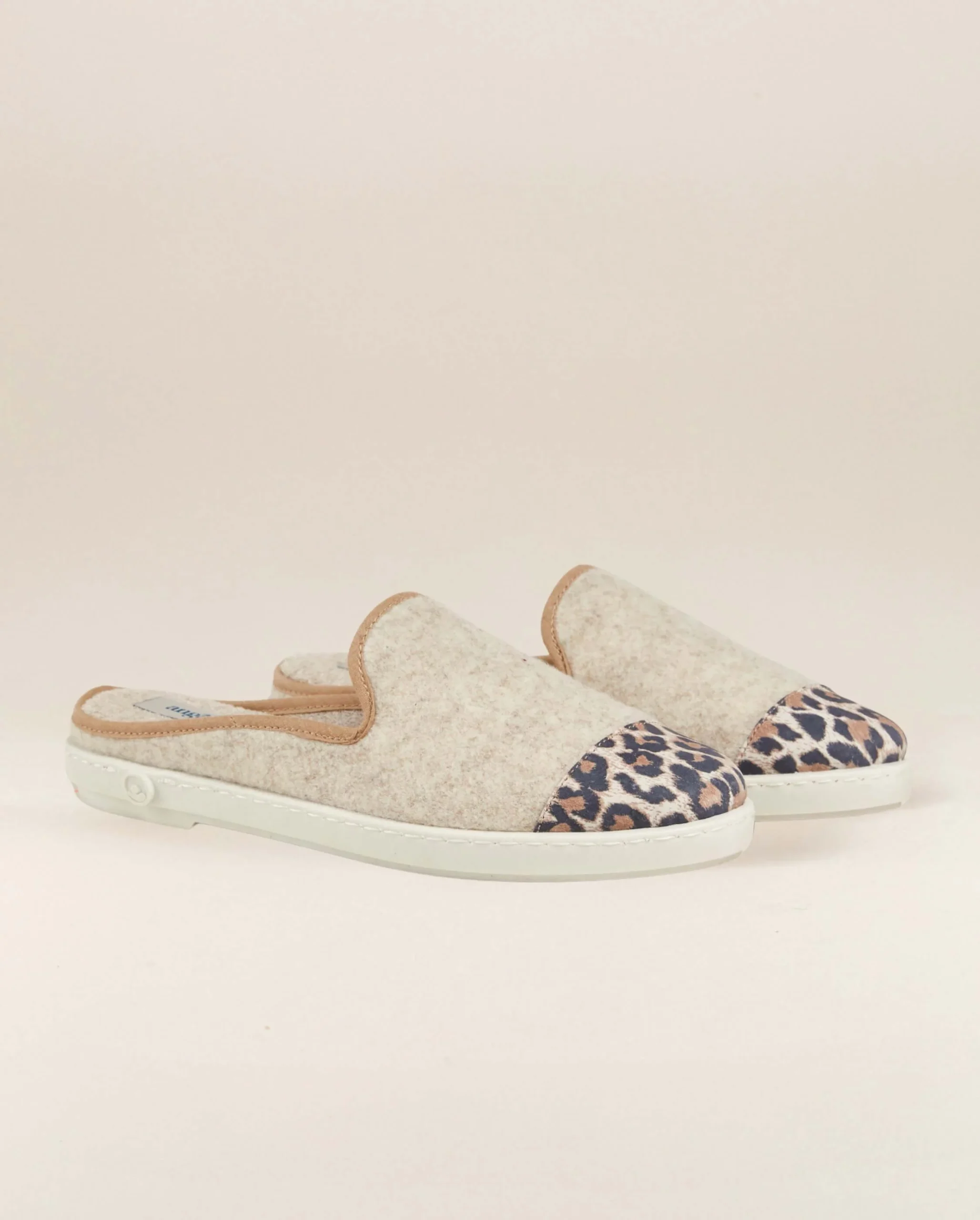 Mule femme Aime, laine beige léopard – Image 2