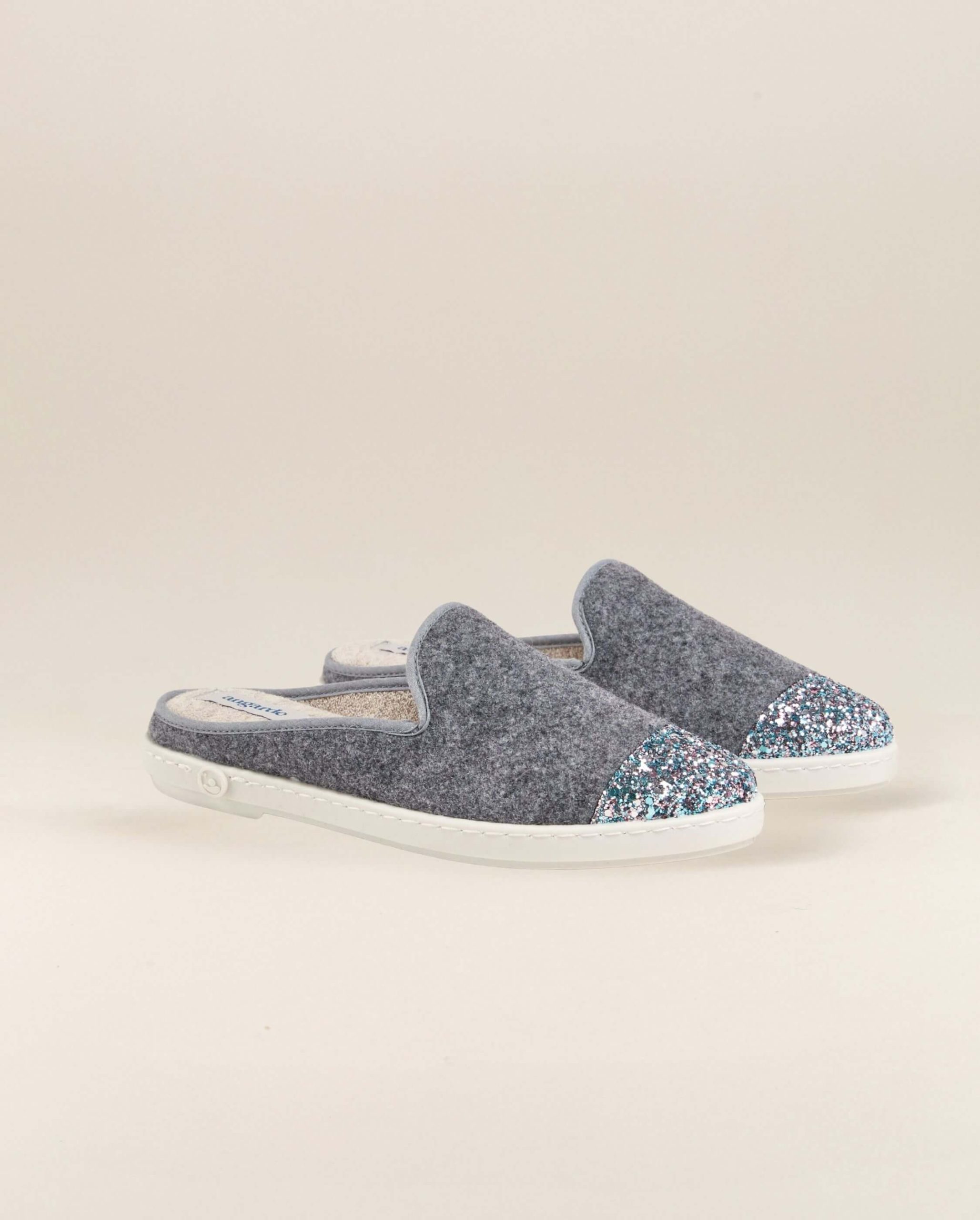 Mule femme Aime, laine gris paillettes – Image 2